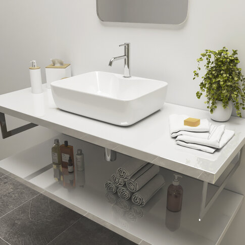 WHITE GLOSSY slab under sink